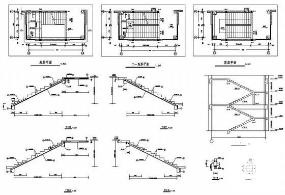 4层框架结构高中教学楼结构设计CAD施工图纸（8度抗震） - 4