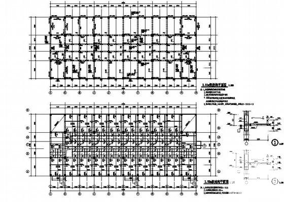 4层框架结构宿舍结构设计CAD施工图纸（桩基础）(水泥搅拌桩) - 3