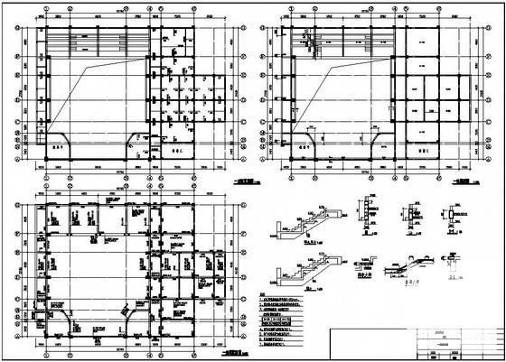 框架结构独立基础基督教堂结构设计CAD施工图纸(平面布置图) - 2