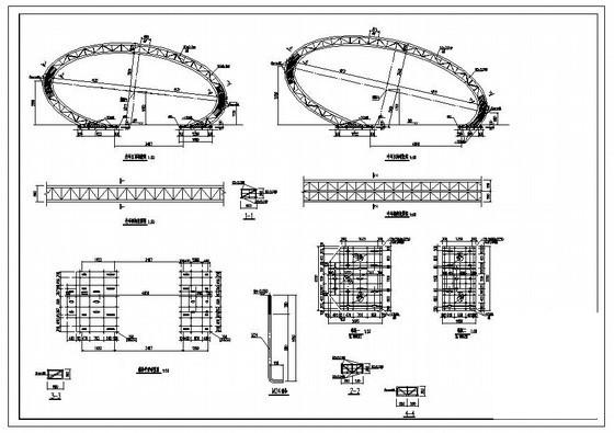 椭圆花瓣型钢结构大门结构设计CAD施工图纸(平面布置图) - 1