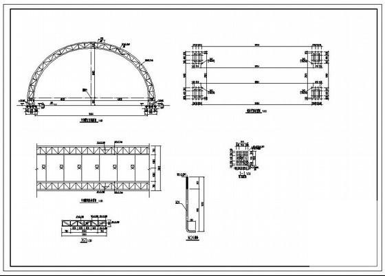 椭圆花瓣型钢结构大门结构设计CAD施工图纸(平面布置图) - 2