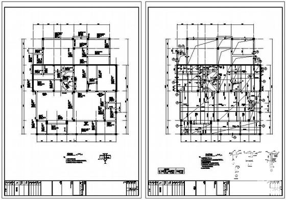 3层筏形基础框架结构别墅结构设计CAD施工图纸 - 1