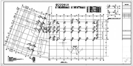 5层框架结构酒店结构设计CAD施工图纸（7度抗震）(平面布置图) - 1