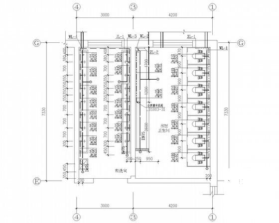 6层学院宿舍楼给排水CAD施工图纸(卫生间大样图) - 2