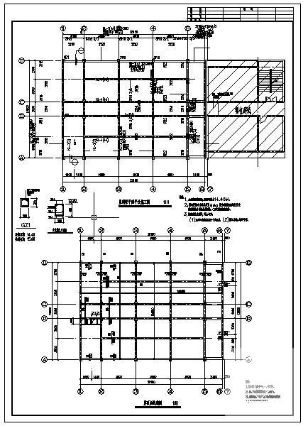 独立基础4层框架结构食堂结构设计CAD施工图纸（6度抗震） - 3