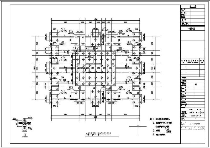 坡屋顶框架结构住宅结构设计CAD施工图纸(平面布置图) - 1