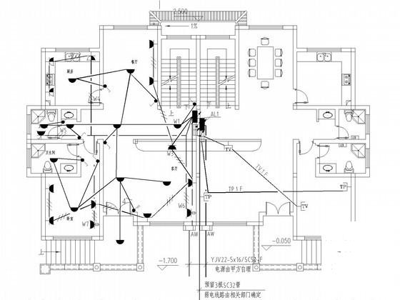 多层钢筋混凝土结构棚户区改造电气CAD施工图纸（三级负荷）(给排水平面图) - 1