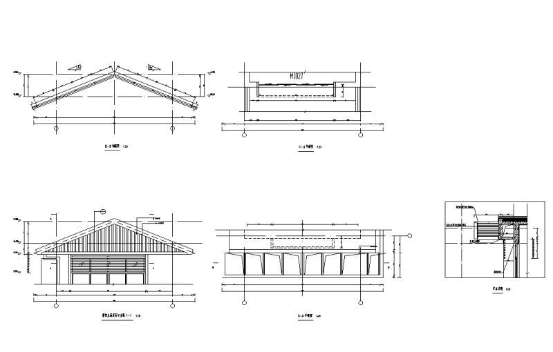 别墅250户型百叶雨棚栏杆节点详图设计2019 (1)