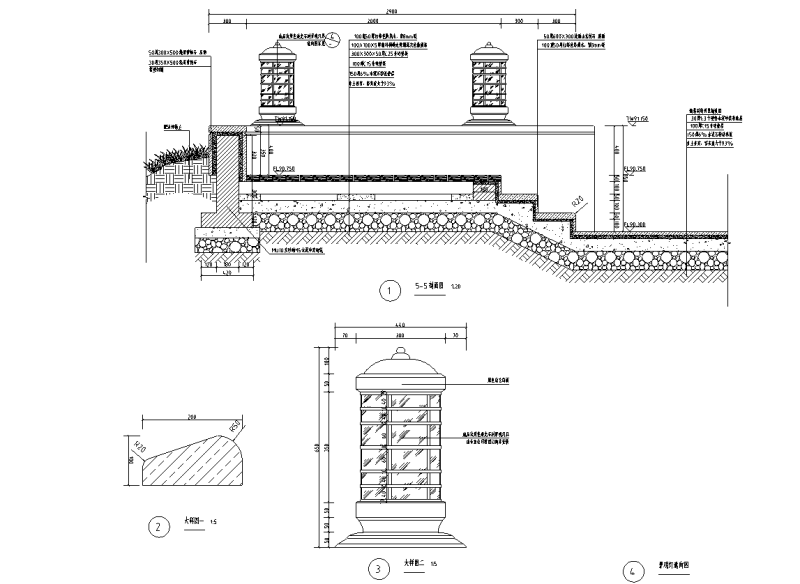 三联景观叠水、木平台做法详图设计 (4)