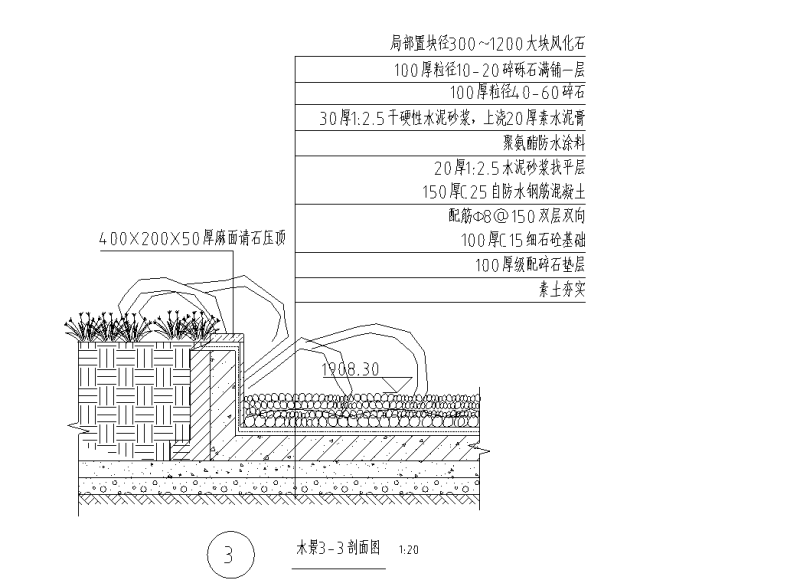 景观叠水、木平台及小品详图设计 (3)