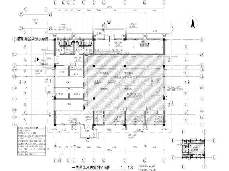 一层通风及防排烟平面图