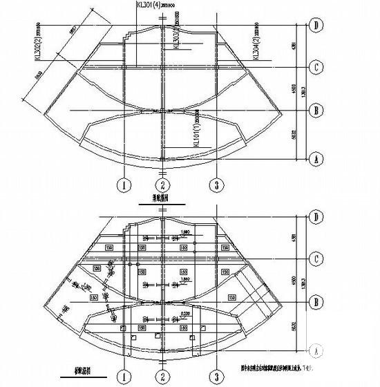 框架结构3层别墅入口主水景CAD施工图纸，(建筑平立面图) - 3