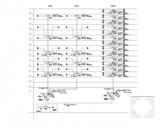 18层商业大厦强弱电CAD施工图纸（供配电、安防对讲、火灾报警系统） - 5