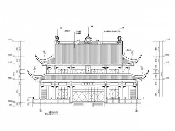 两层古寺院建筑装修电气CAD施工图纸 - 1