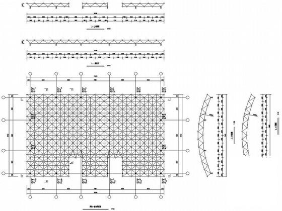 空间网架结构风雨操场结构施工图纸（6度抗震） - 1