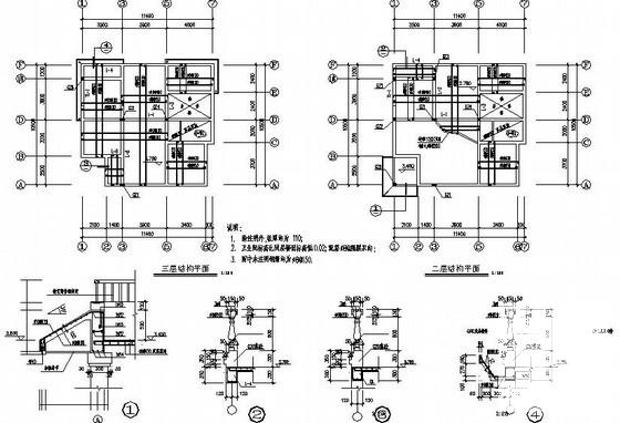 3层砌体结构新型农村住宅楼建筑结构设计方案CAD图纸 - 2