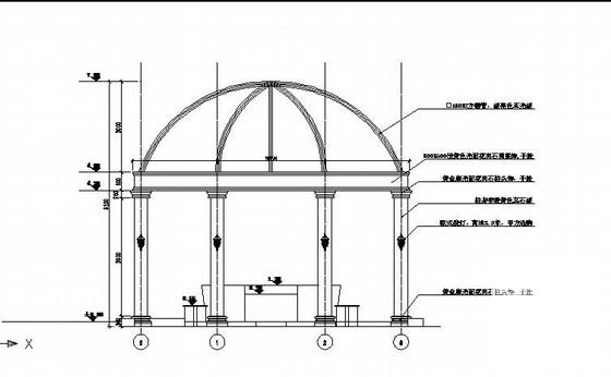 网壳结构园亭建筑结构CAD施工图纸（独立基础） - 2