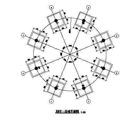 网壳结构园亭建筑结构CAD施工图纸（独立基础） - 3