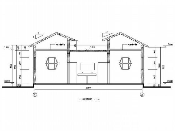 坡屋顶单层厕所建筑施工CAD图纸（高4米） - 2