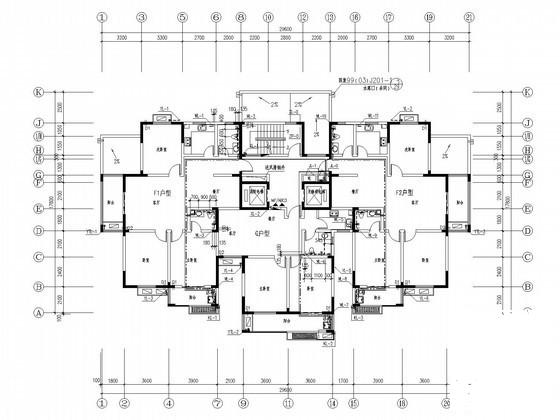 6.4万平公18层租房给排水CAD施工图纸 - 1