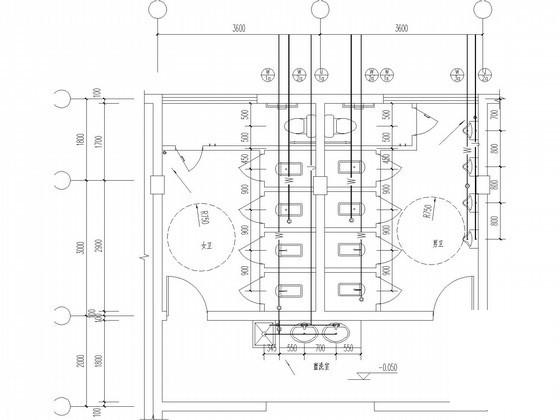 6层宿舍楼和食堂给排水CAD施工图纸（俱乐部）(卫生间大样图) - 3