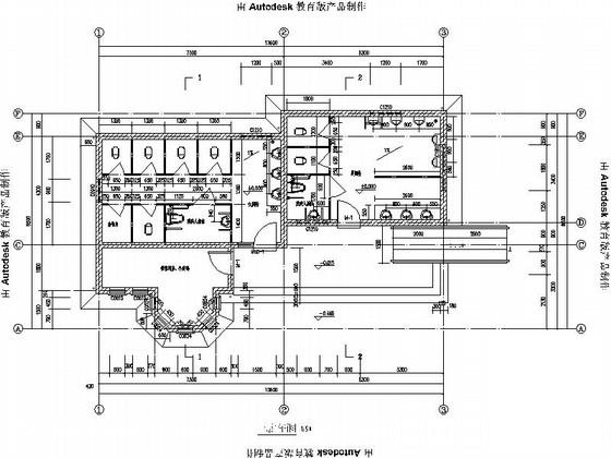 小型现代公厕建筑施工CAD图纸（高4.415米） - 3