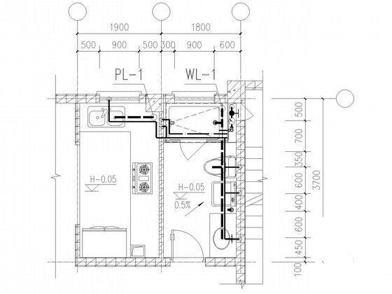 6层高档小区商住楼给排水CAD施工图纸（跃层太阳能热水系统）(卫生间大样图) - 4
