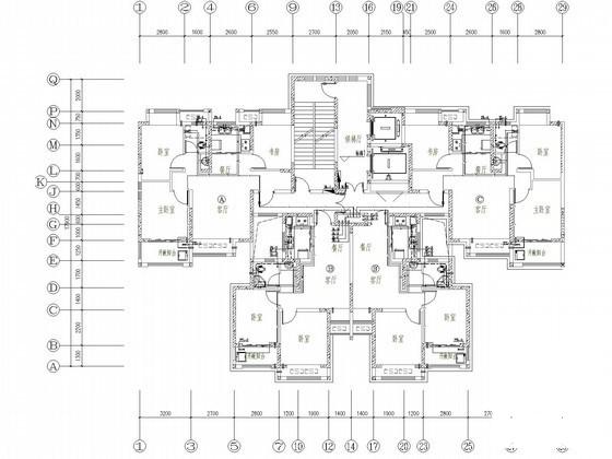 34层住宅楼给排水CAD施工图纸（压力排水）(地下室平面图) - 3