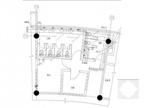 3层会所建筑给排水CAD施工图纸（游泳池按摩池）(卫生间大样图) - 4
