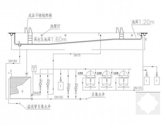 3层会所建筑给排水CAD施工图纸（游泳池按摩池）(卫生间大样图) - 5