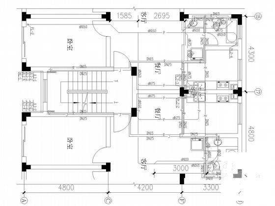 6层商住楼建筑给排水CAD施工图纸 - 3