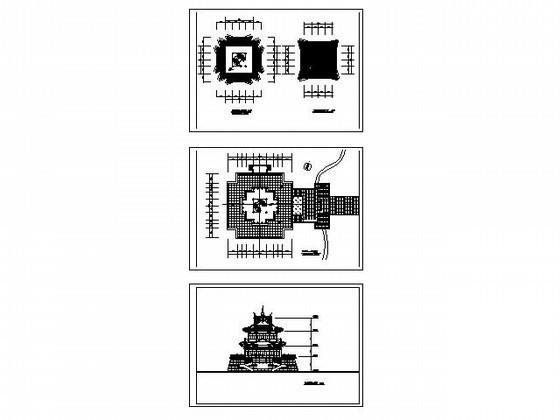 诸暨阁建筑方案设计CAD图纸（高13米）(平面图) - 3
