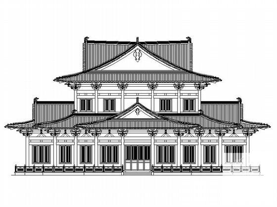 仿古建两层佛堂建筑施工CAD图纸 - 1