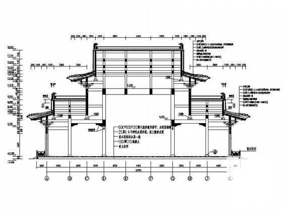 仿古建两层佛堂建筑施工CAD图纸 - 2