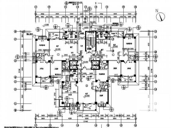 七千平16层塔式住宅楼建筑施工CAD图纸（拆迁安置项目1#）(三室两厅两卫) - 3