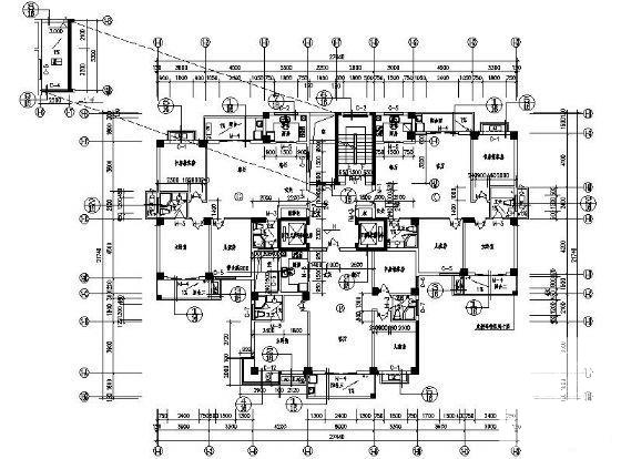 七千平16层塔式住宅楼建筑施工CAD图纸（拆迁安置项目1#）(三室两厅两卫) - 4