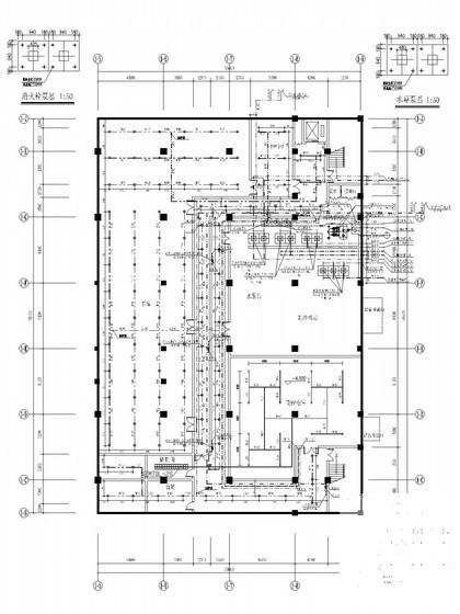 5层图书馆建筑给排水CAD施工图纸（气体灭火）(地下室平面图) - 1