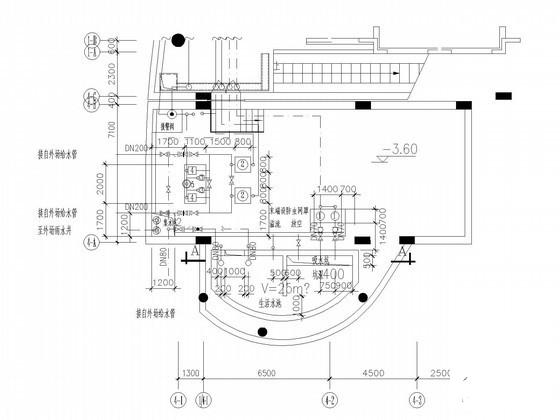 24层商住楼建筑给排水CAD施工图纸(地下室平面图) - 3