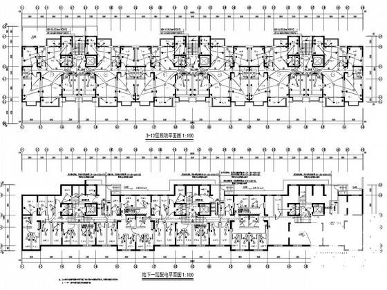 高层住宅楼小区电气CAD施工图纸（人防） - 1