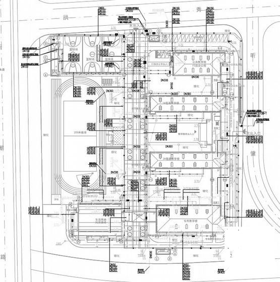 小学建筑群给排水CAD施工图纸（雨水收集） - 1