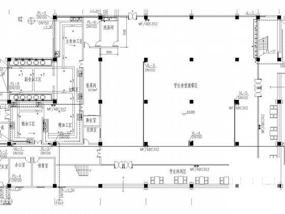职业技术学校6层食堂公寓给排水CAD施工图纸 - 1