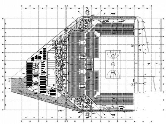 4层体育场馆建筑给排水CAD施工图纸（消防水炮虹吸雨水）(自动喷水灭火系统) - 1