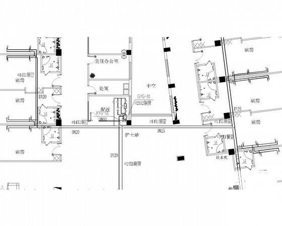10层医疗建筑给排水CAD施工图纸（中心供氧系统直饮水） - 2