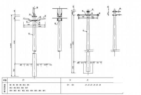 10kv绝缘架空线路电气设计CAD施工图纸 - 1