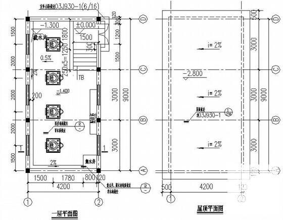 环保家居用品公司消防水池与水泵房结构设计图纸(基础平面图) - 1