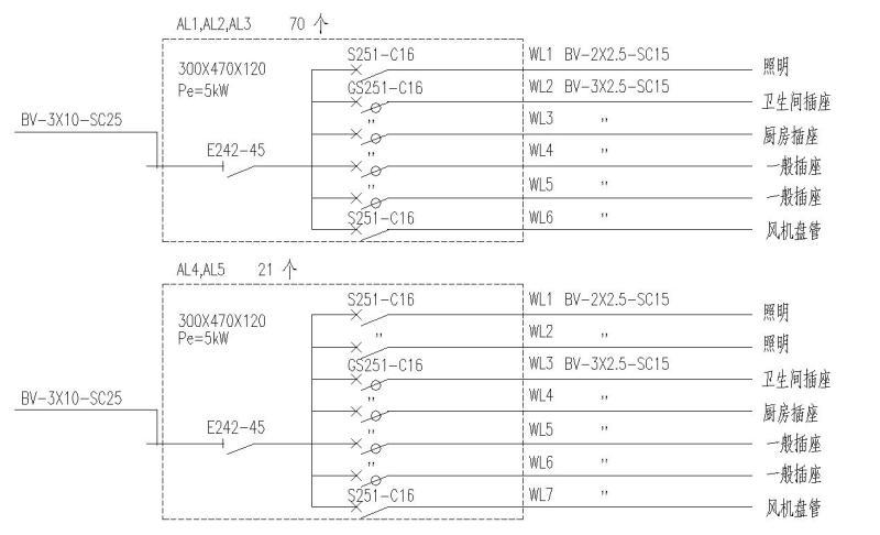 11层板式住宅楼电气CAD施工图纸(照明配电箱) - 3