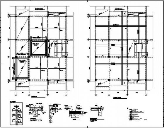 国内3层框架结构商业用楼加固CAD施工图纸 - 1