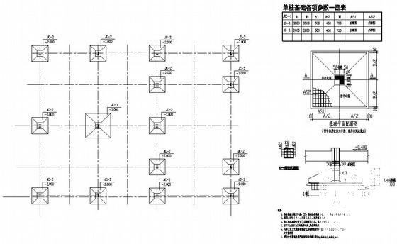 钢框架办公楼结构设计方案CAD图纸(基础平面布置) - 1