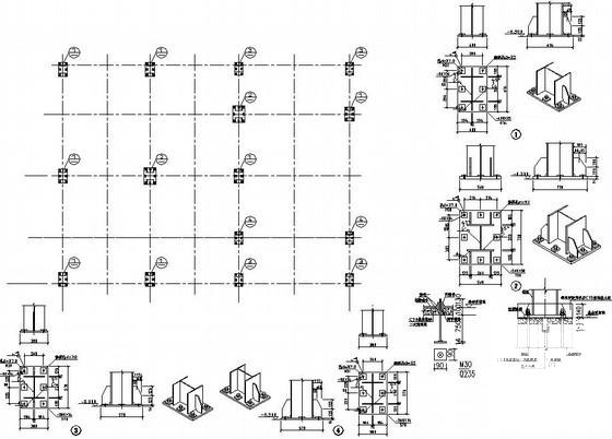 钢框架办公楼结构设计方案CAD图纸(基础平面布置) - 2