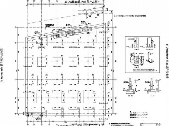 4层钢框架结构车间办公楼结构图纸（局部5层）(平面布置图) - 1